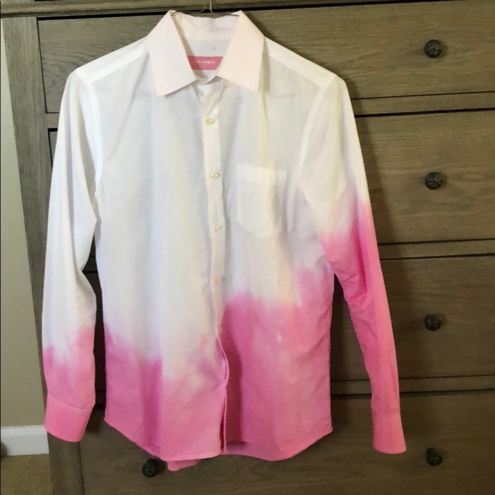 Oversized Pink Ombré Tie Fye Button Up